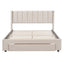 Queen Size Storage Bed Velvet Upholstered Platform Bed with a Big Drawer - Beige - Korvel