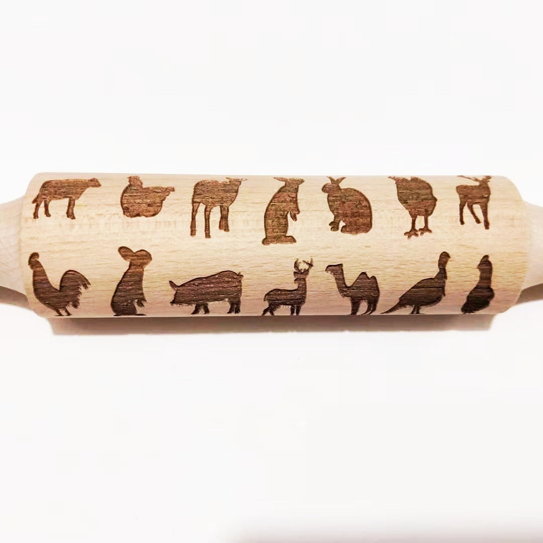 Wooden Rolling Pin Beechwood Laser Engraved Printed Rolling Pin Embossing Rolling Pin Christmas Flip Sugar Cookie Rolling Pin - Korvel