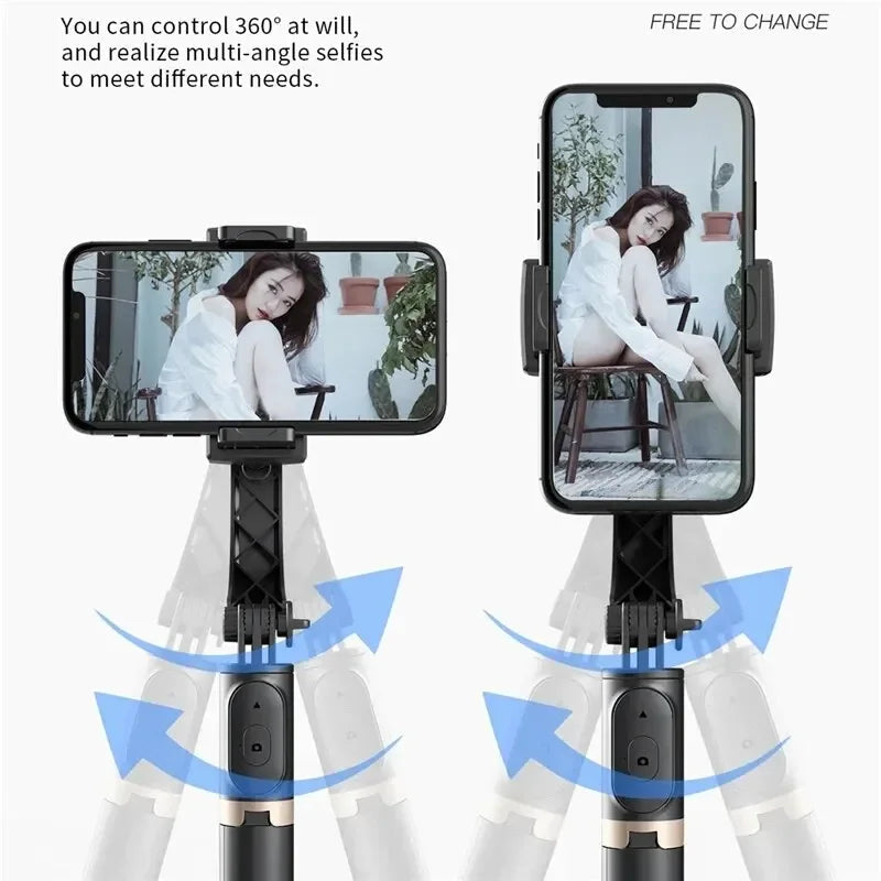 Q08 Gimbal Stabilizer Mobile Phone Video Stabilizer Bluetooth Selfie Stick Tripod for Smartphone Live Vertical Shooting Bracket - Korvel