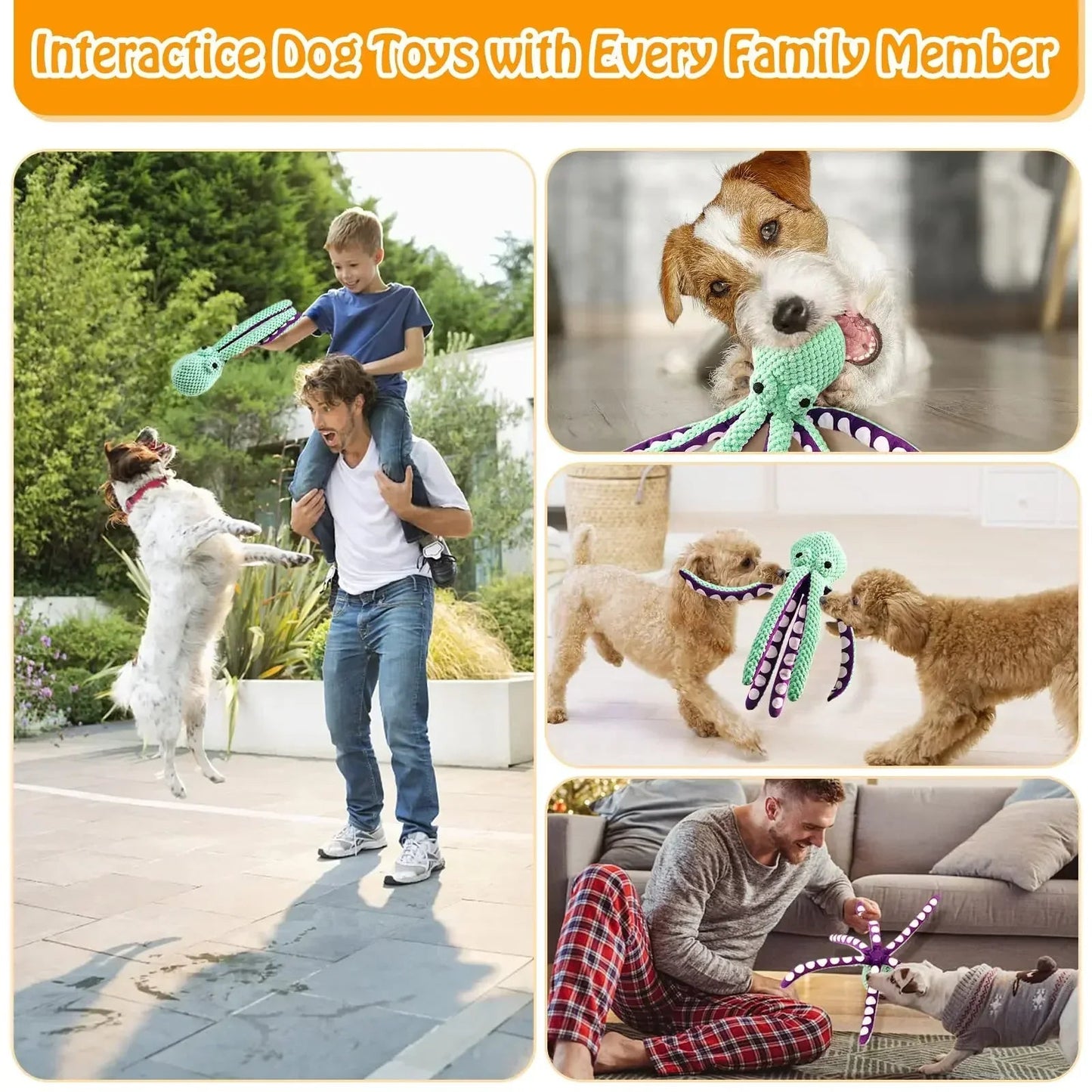 Interactive Plush Octopus Dog Toy for Chewing and Play