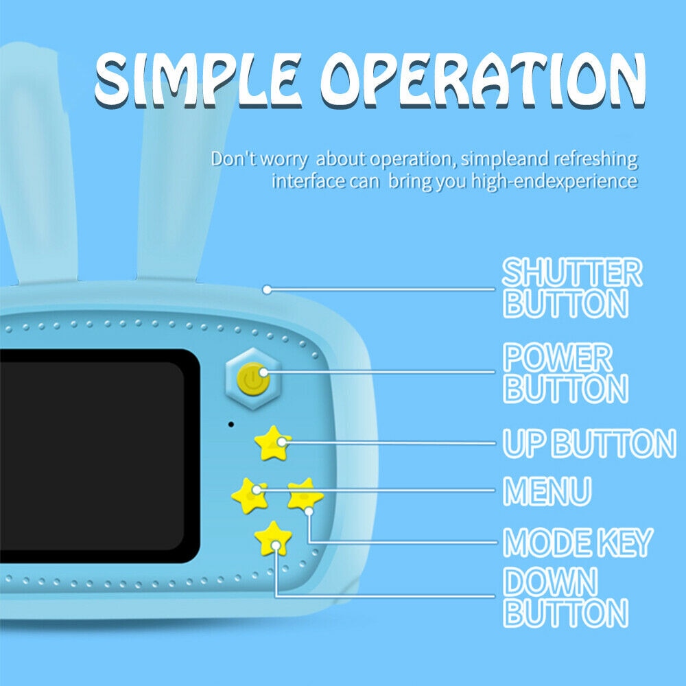 Children Take Photo Camera Full HD 1080P Portable Digital Video Camera 2 Inch LCD Screen Display Children ForKid Learning Study - Korvel