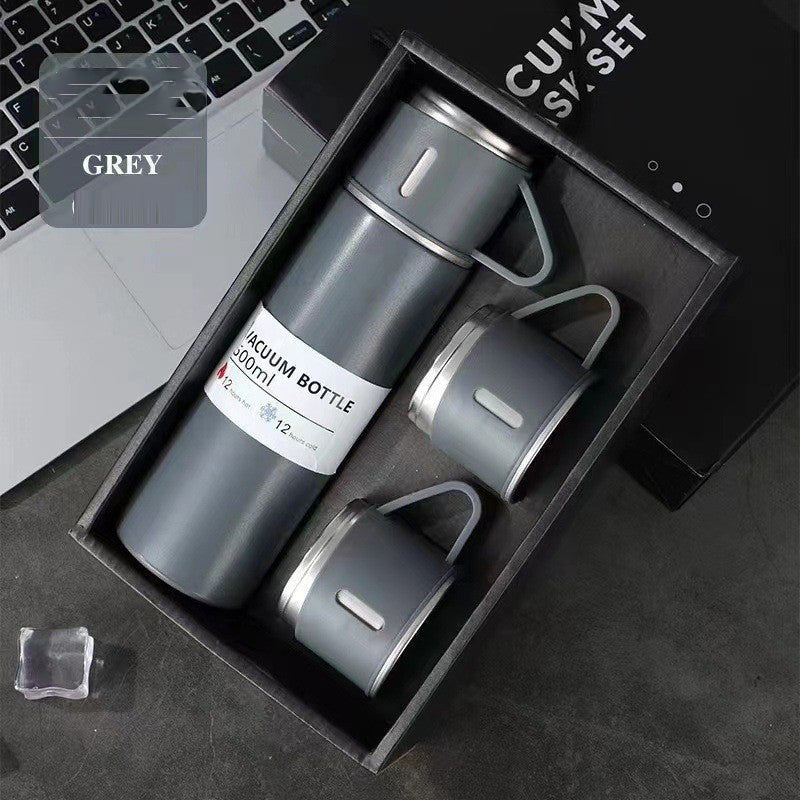A cup of three-lid thermos cup portable fashion gift box set stainless steel cup - Korvel