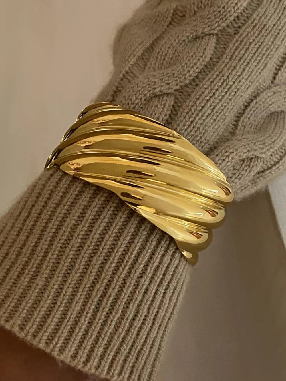 18K Gold-Plated Stainless Steel Open Ring - Korvel