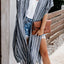 Striped Open Front Longline Cover Up - Korvel