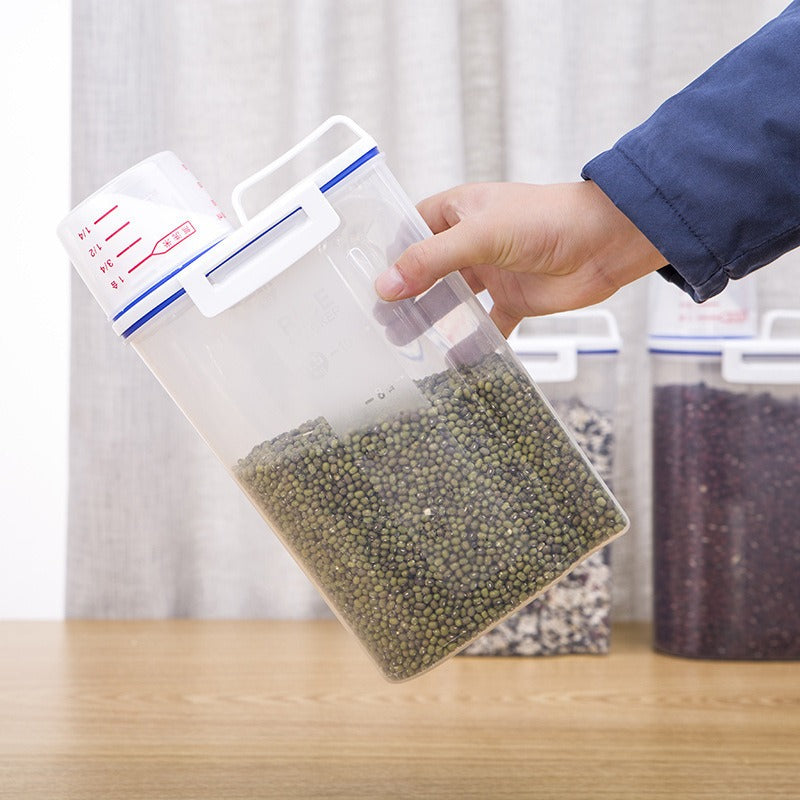 Rice And Cereal Storage Container With Measuring Cup - Korvel