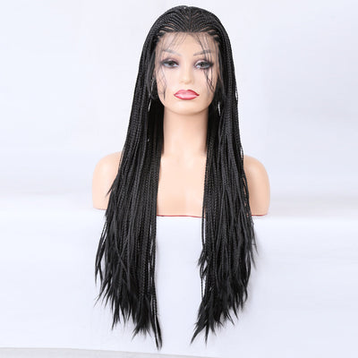 Long Synthetic Wig with Braided Box Braids Wigs For Black Women Daily Wear White Hat Wig Adjustable For Girls - Korvel