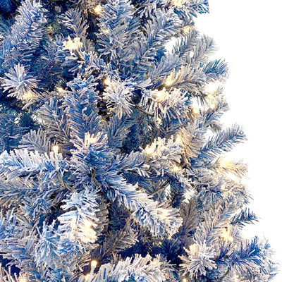 6FT pre ignited hinge chain artificial fir Christmas tree, Christmas tree snowflake flocking person with 750 Christmas branches - Korvel