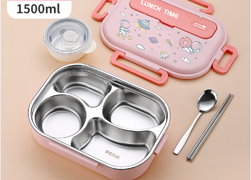 Cartoon cute sealed 316 stainless steel compartment insulation lunch box lunch box - Korvel