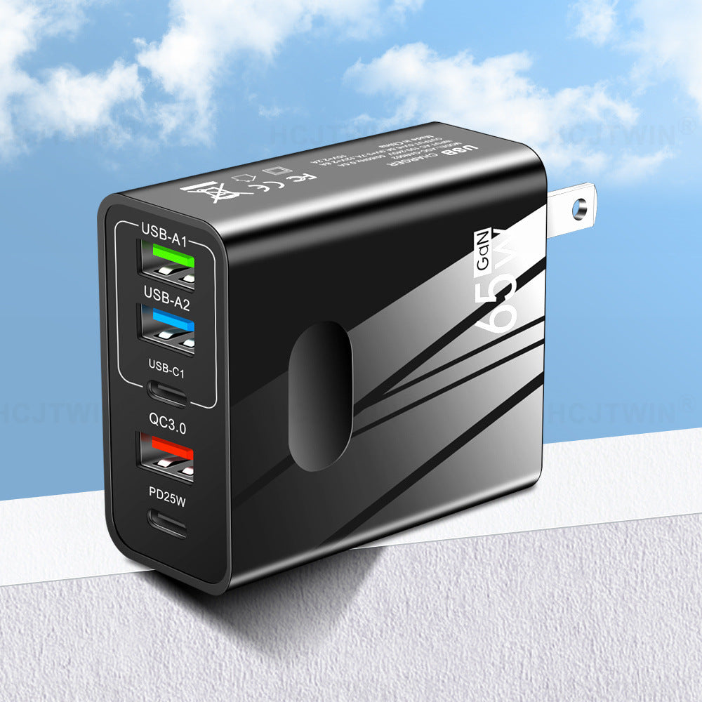 3.1A standard 65W fast charging mobile phone charger type-c PD+3USB multi port travel charging head - Korvel