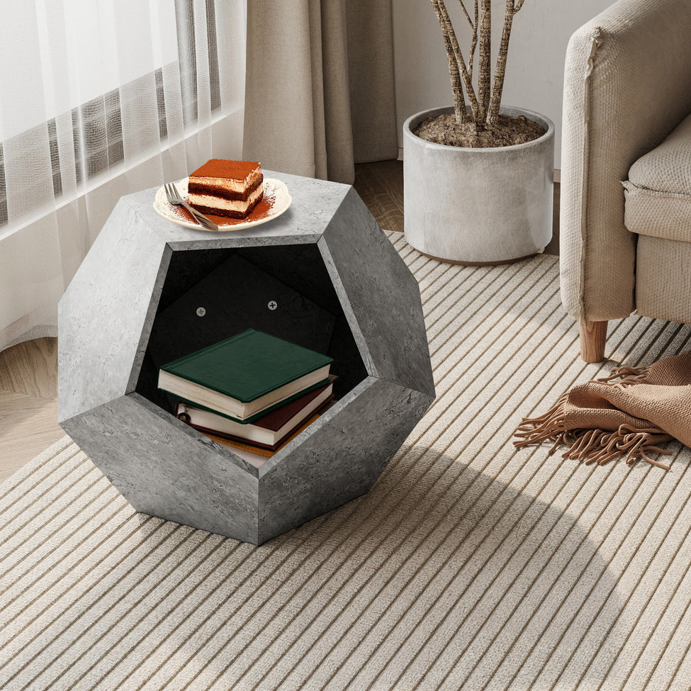 25.98"Modern Pet Furniture Cat Litter Side Table, Sofa Side Table, Planter MDF Multifunctional Furniture, Cement Gray - Korvel
