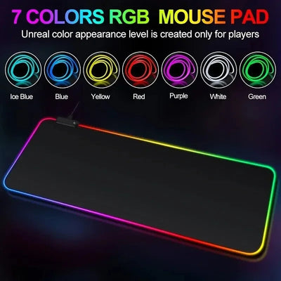 Tapis de souris de jeu étendu premium avec éclairage à contrôle tactile