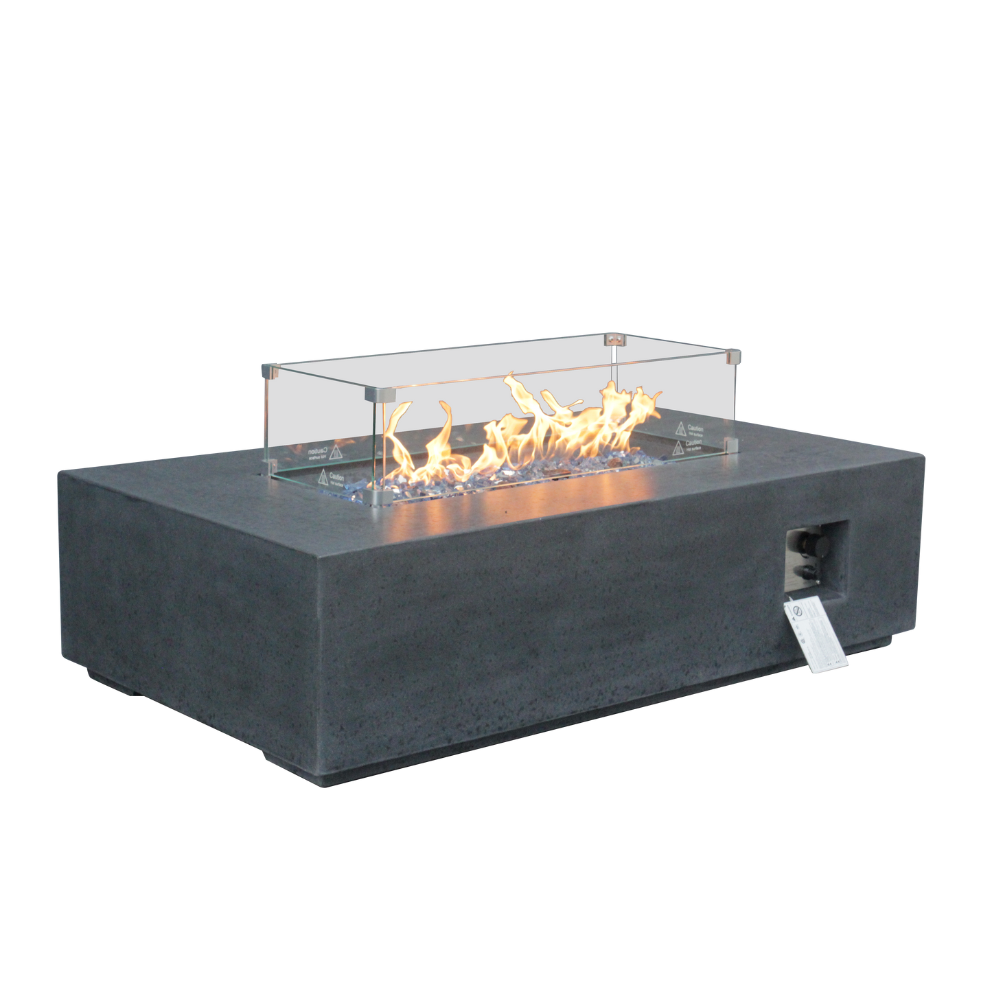 52 Inch Outdoor Concrete Propane gas rectangle Fire Pit table in Dark Gray color - Korvel