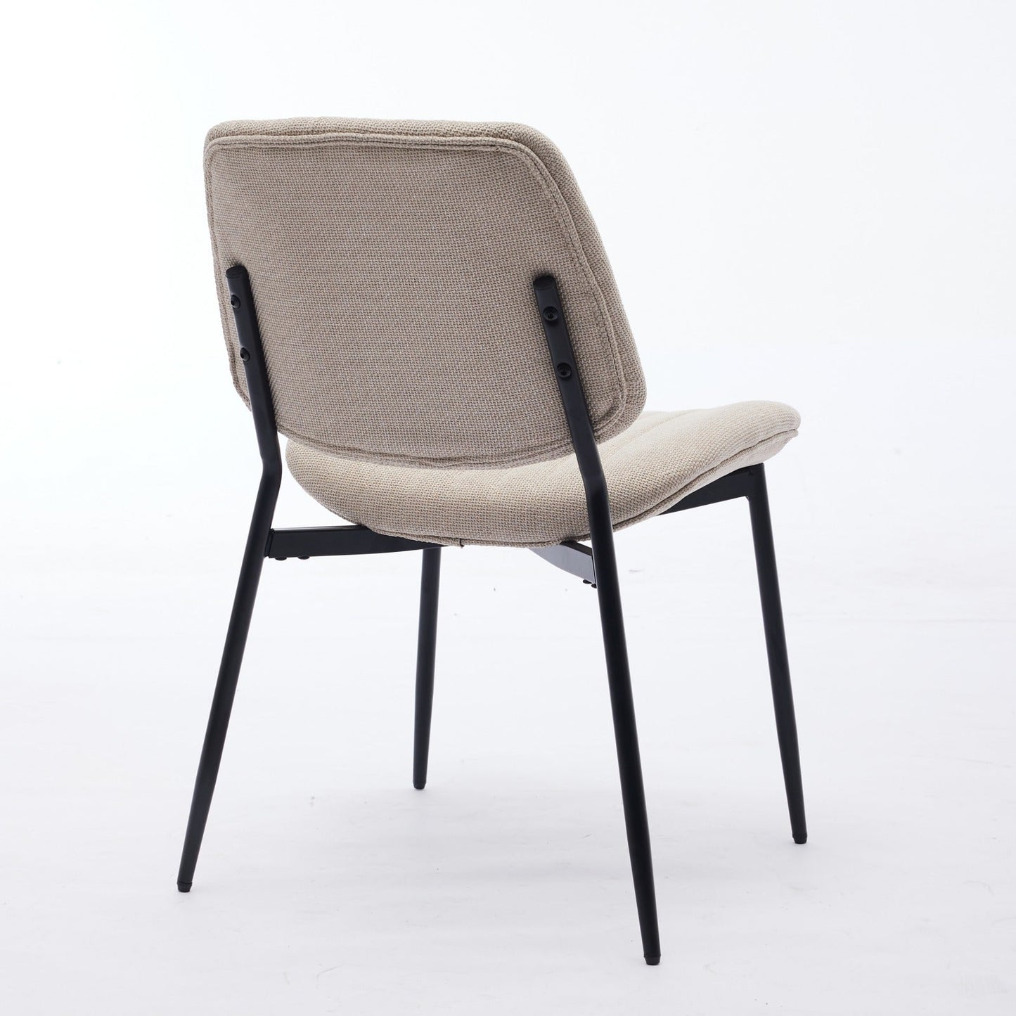 2-piece retro linen chair set with curved wooden backrest, cushioned seat, adjustable metal legs, (Beige Linen) - Korvel