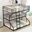 Full XL over Twin XL over Queen Size Triple Bunk Bed with Long and Short Ladder,Black - Korvel