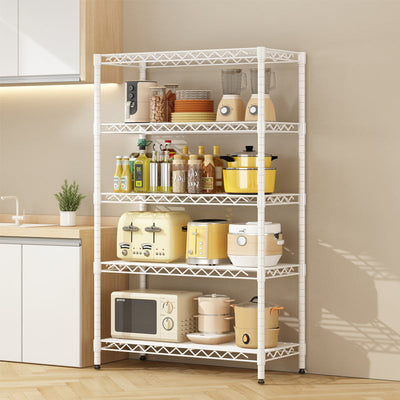 Adjustable Wire Frame Metal Storage Rack - White