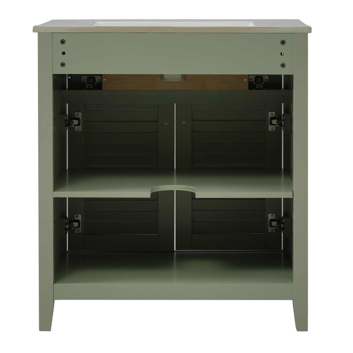 30-Inch Bathroom Vanity with Ceramic Sink Combination, Ample Storage - Features 1 Pullout and Multifunctional Shelf Dividers - Korvel
