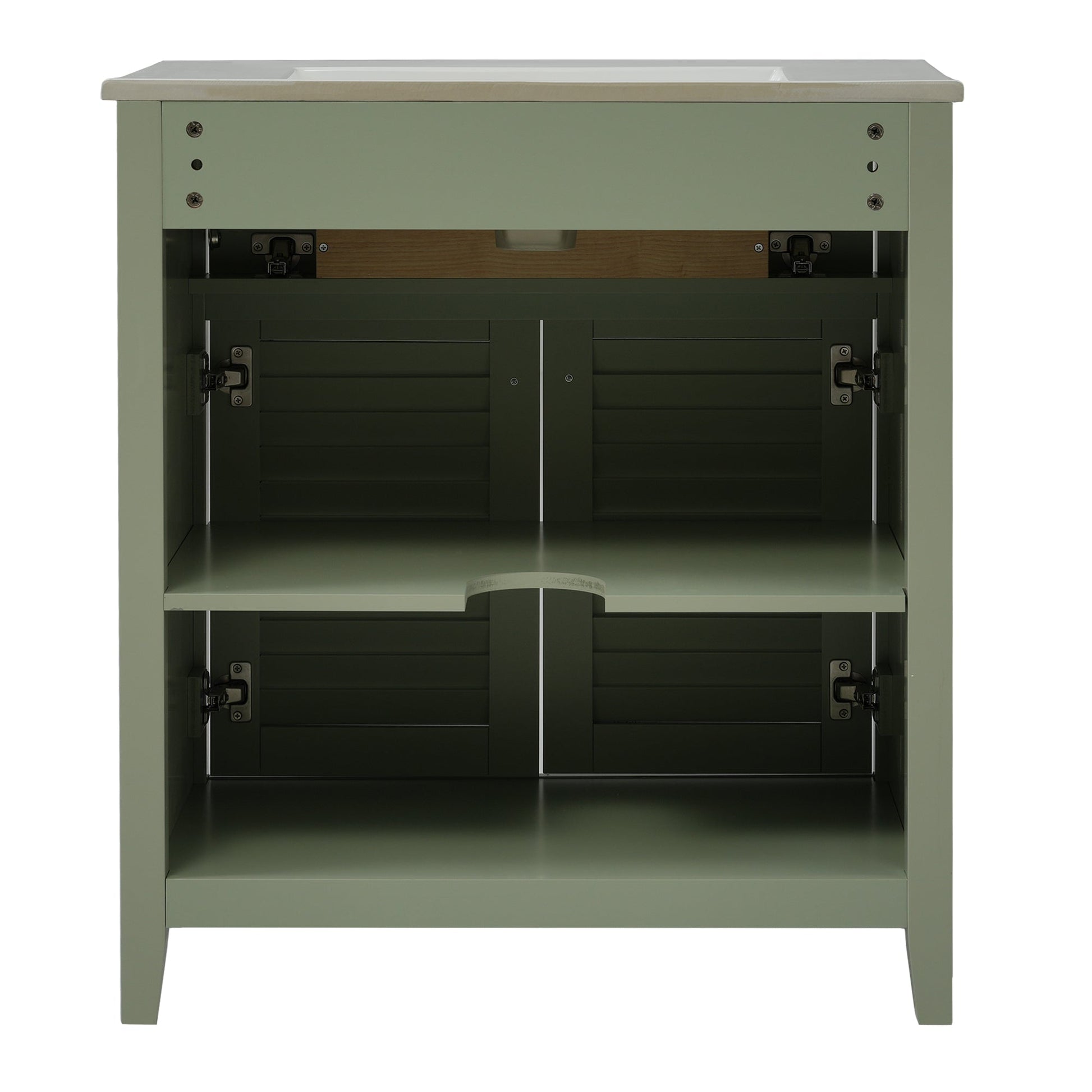 30-Inch Bathroom Vanity with Ceramic Sink Combination, Ample Storage - Features 1 Pullout and Multifunctional Shelf Dividers - Korvel