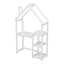 House-shaped Wooden writing Desk,Kids study Table,Bookshelf & Toy Storage,White - Korvel
