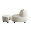 Fauteuil en tissu teddy beige moderne avec pouf