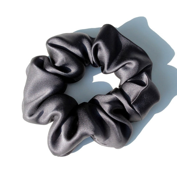 Pure Silk Large Scrunchies Ropes Hair Bands Ties Elastics Ponytail Holders for Women Girls Hair Accessories 19 Momme 3.5CM - Korvel