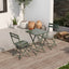 3 Piece Patio Bistro Set of Foldable SquareTable and Chairs, Dark Greem - Korvel