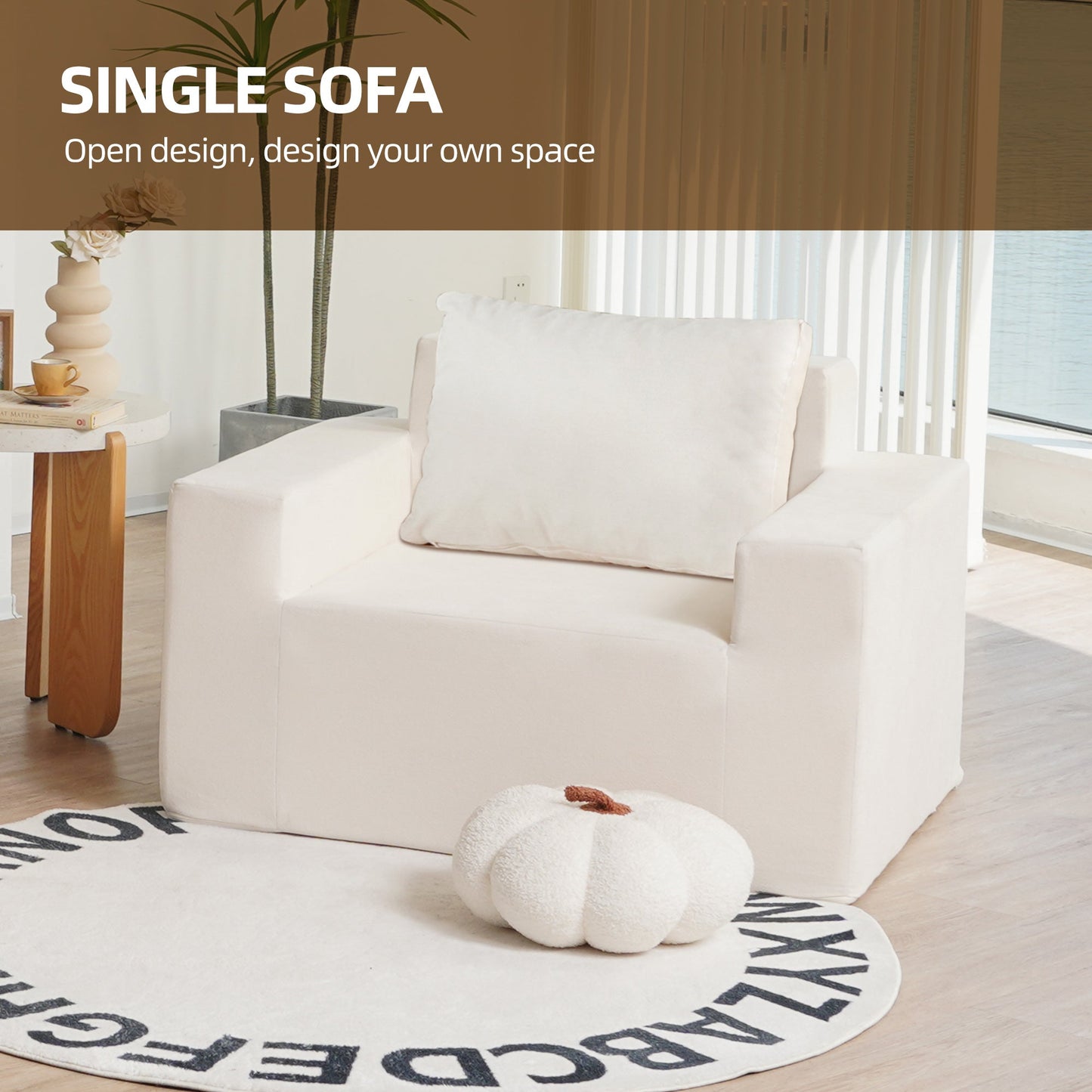 Premium Foam Bean Bag Chair with Pillow - American White Oak