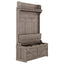 Hall tree with storage desk, entrance desk with drawers and 5 hooks, display rack,Oak - Korvel
