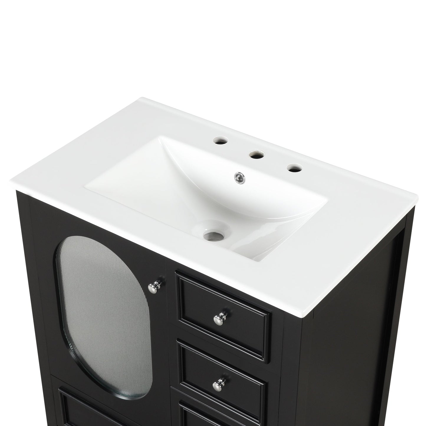 Meuble de salle de bain noir de 30" avec évier et rangement