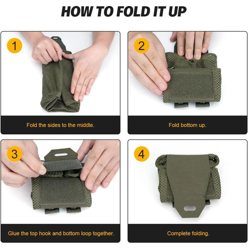 Tactical Dump Pouch Foldable High Capacity Nylon Mesh MOLLE Belt Compatible Lightweight Durable - Korvel