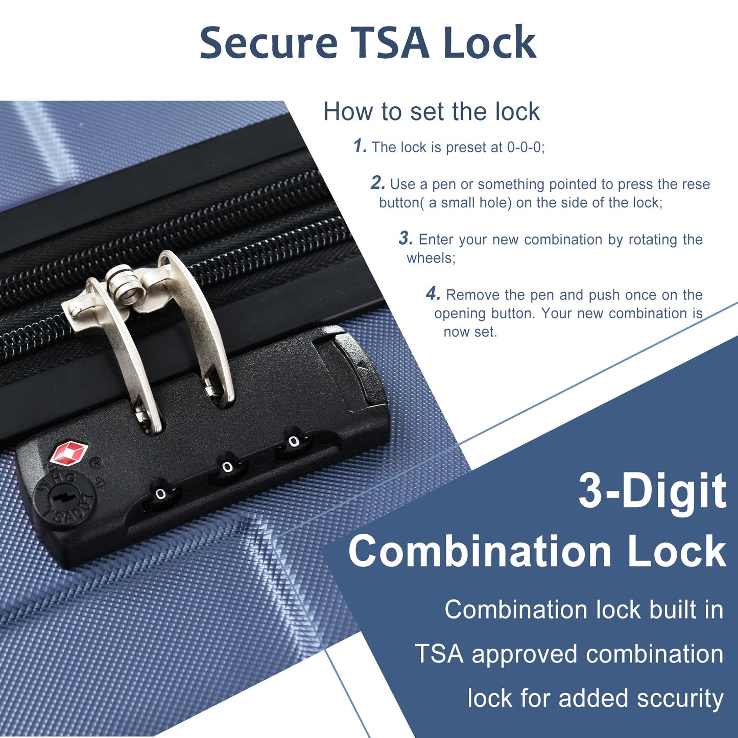 Hardshell Luggage Spinner Suitcase with TSA Lock Lightweight Expandable 24'' (Single Luggage) Blue + ABS + 24 Inch - Korvel