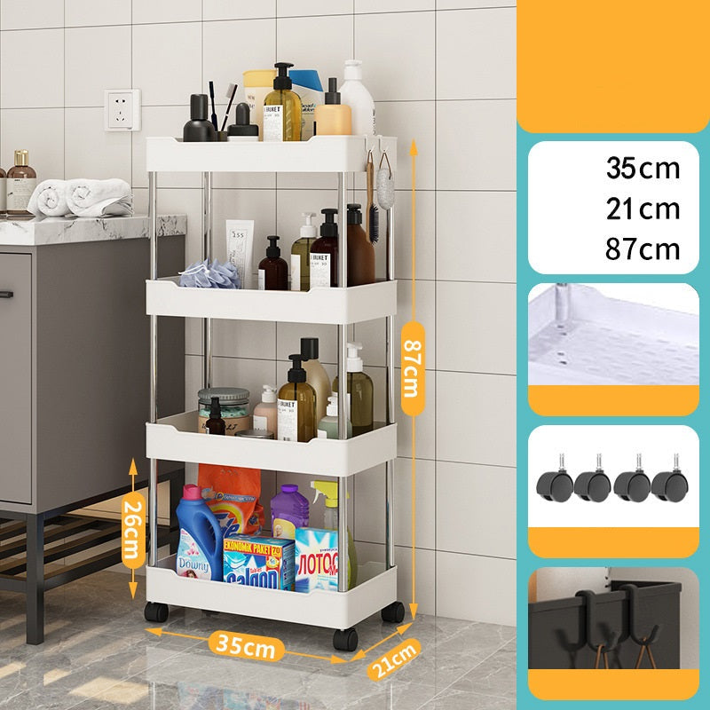 Kitchen multi layer vegetable basket rack floor-standing removable vegetable storage household multi functional trolley - Korvel