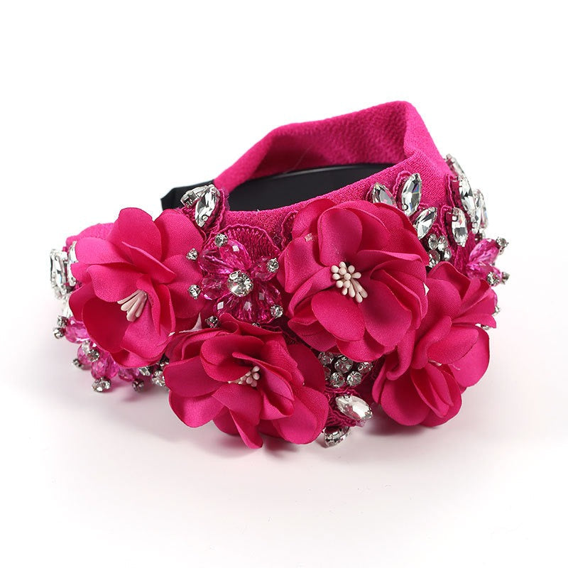 Handmade Three-Dimensional Flower Embroidery Headband