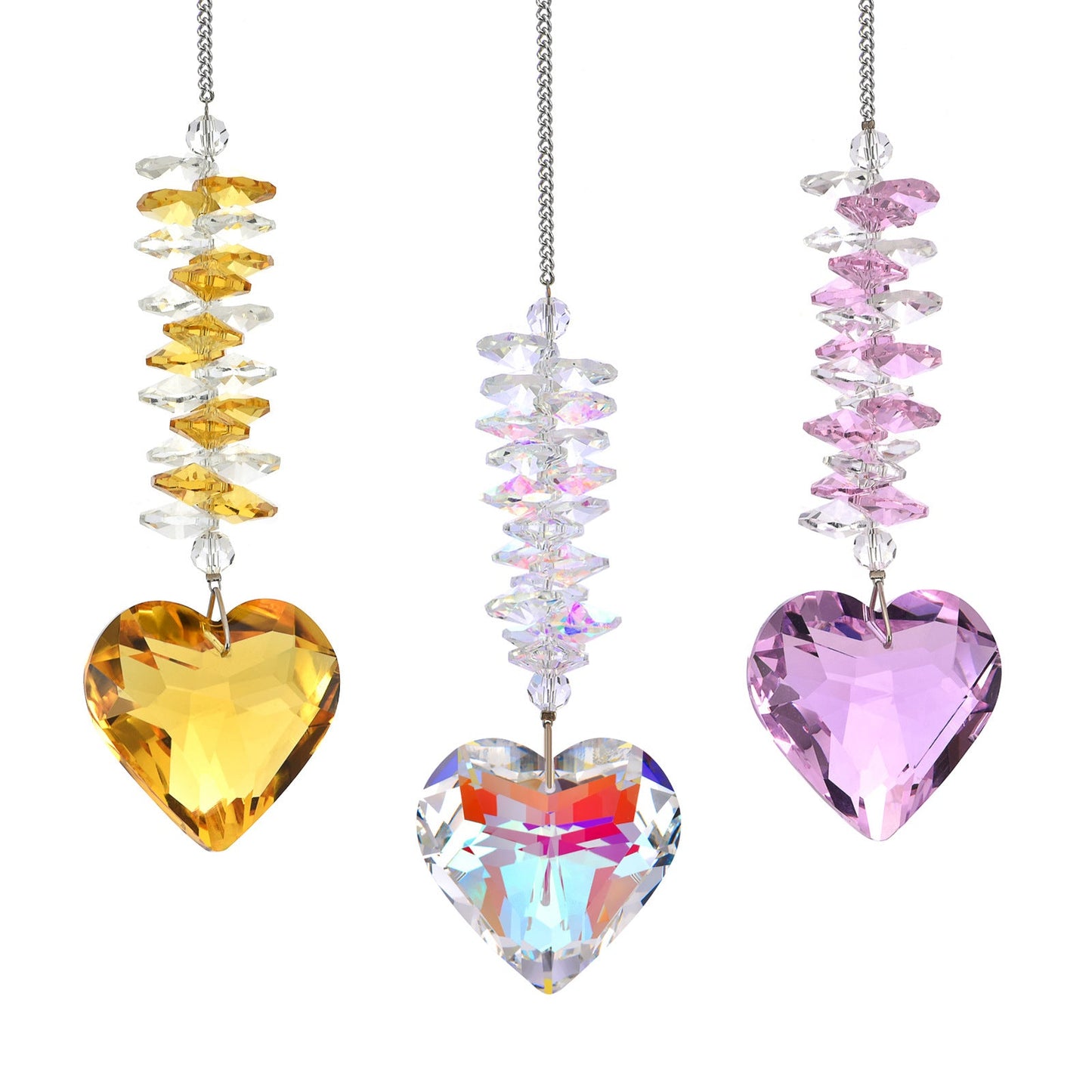 Crystal sun catcher pendant wholesale peach heart love prism living room garden decoration hanging sunshine - Korvel