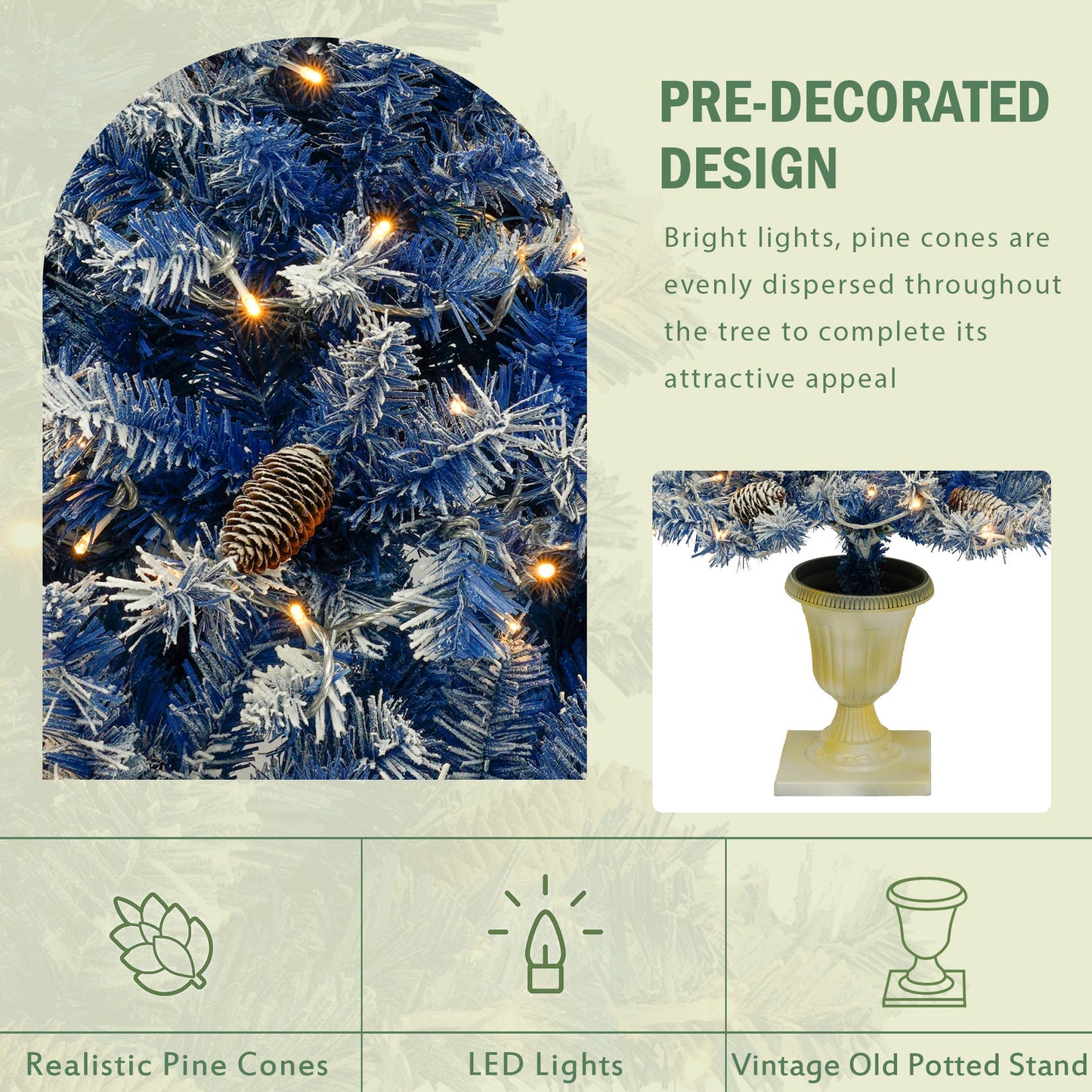 Set of 4 Premium Artificial Christmas Trees with LED Lights