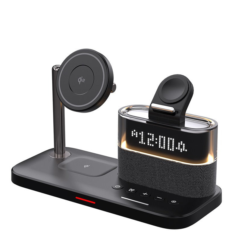 Cargador Inalámbrico Magnético 3 en 1 con Reloj para Dispositivos Apple