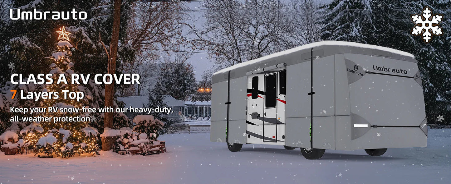 Umbrauto Class A RV Cover Upgraded Heavy Duty 7 Layers Top Windproof Breathable Class A Motorhome Camper Cover,Grey - Korvel