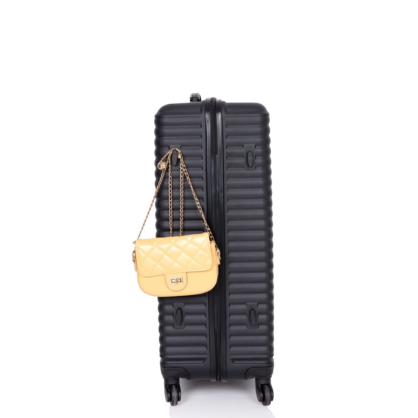 3 Piece Luggage Sets ABS Lightweight Suitcase with Two Hooks, Spinner Wheels, TSA Lock, (20/24/28) Black - Korvel