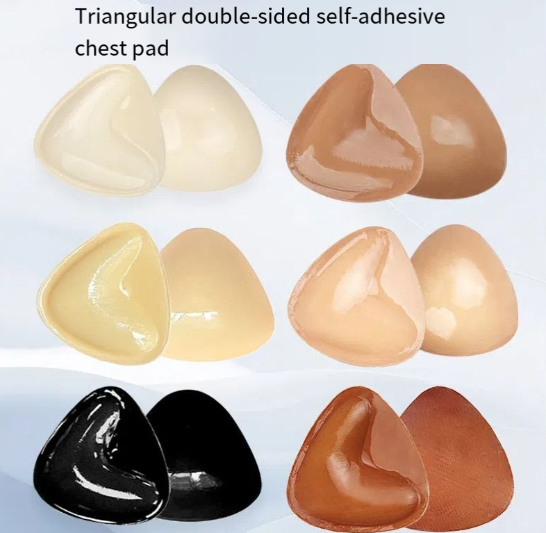 Triangle V-shaped thickened sponge chest patch small chest display large female double-sided self-adhesive chest pad - Korvel