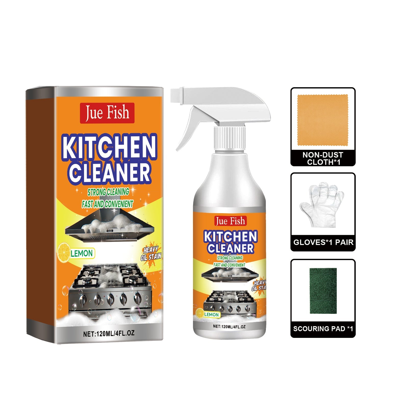 Kitchen Grease Cleaner, Multi-Effect Cleaning Kitchen Hood Stove Heavy Oil And Stubborn Dirt - Korvel