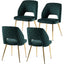 Dark Green Velvet Dining Chairs with Metal Legs and Hollow Back Upholstered Dining Chairs Set of 4 - Korvel