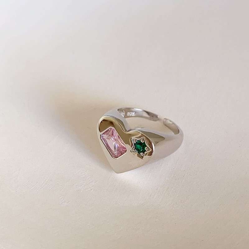 Anillo de Diamante de Circonita de Color Dopamina Love para Mujeres