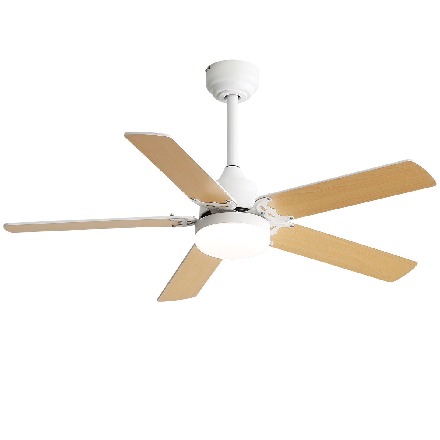 42 Inch Modern Ceiling Fan With 3 Color Dimmable Light 5 Blades Remote Control Reversible DC Motor White - Korvel