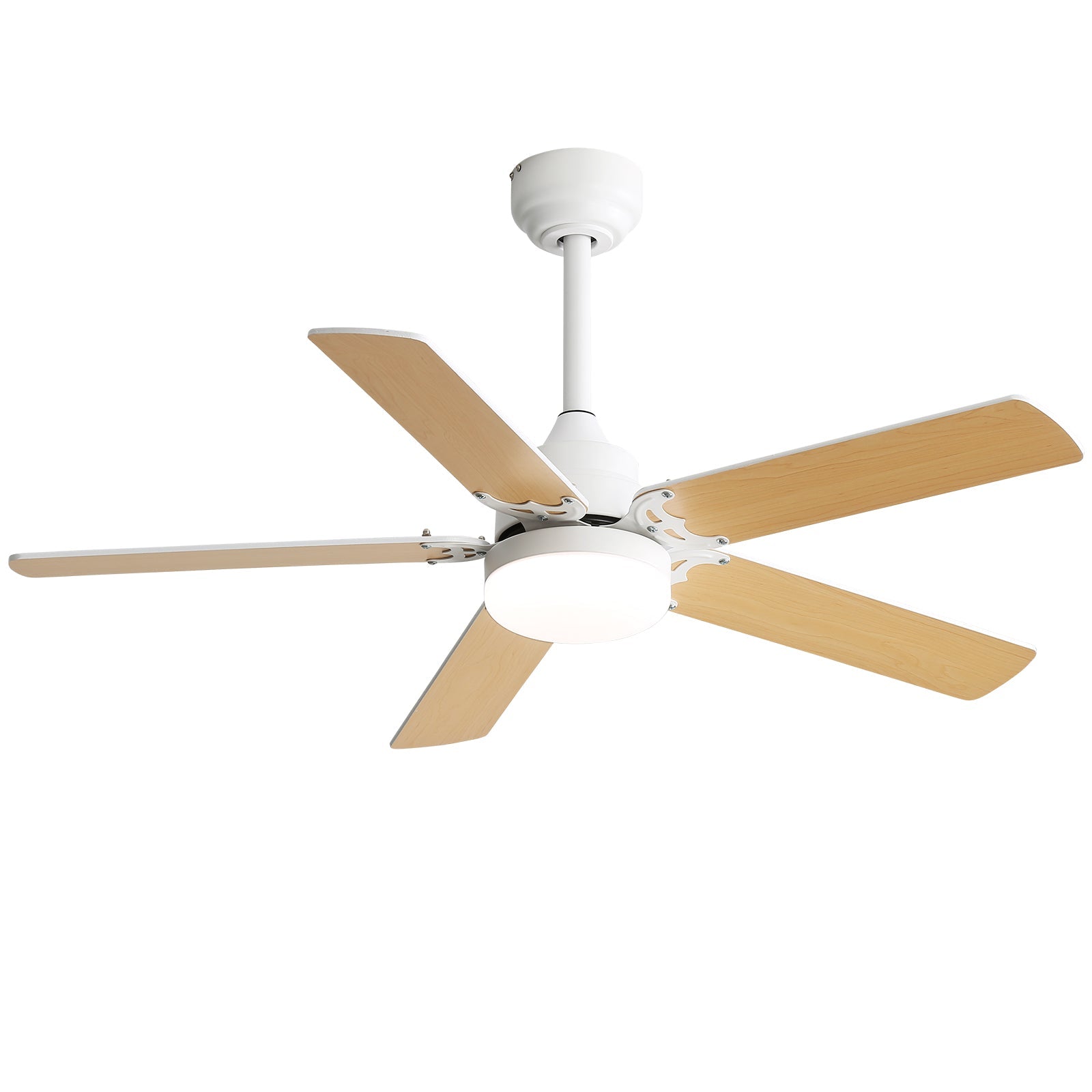42 Inch Modern Ceiling Fan With 3 Color Dimmable Light 5 Blades Remote Control Reversible DC Motor White - Korvel