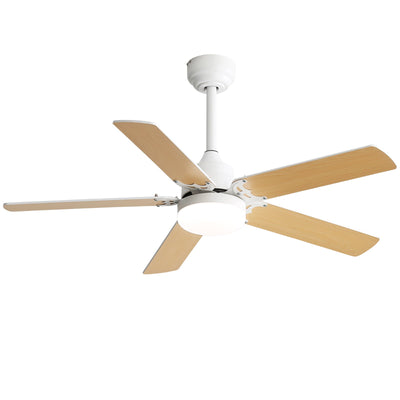 42 Inch Modern Ceiling Fan With 3 Color Dimmable Light 5 Blades Remote Control Reversible DC Motor White - Korvel