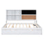 Full Size Daybed with Storage Shelves, Blackboard, Cork board, USB Ports and Twin Size Trundle  White - Korvel