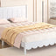 Queen Size Wood Platform Bed Frame, Retro Style Bed with Rectangular Headboard,No Need Box Spring,White - Korvel