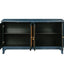 Handcrafted Premium Grain Panels Rattan Sideboard Buffer Cabinet Accent Storage Cabinet With 4 Rattan Doors BLUE - Korvel