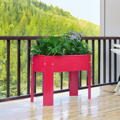 Mini Elevated garden bed, metal elevated outdoor flowerpot box, suitable for backyard and terrace, large flowerpot Red + Steel - Korvel