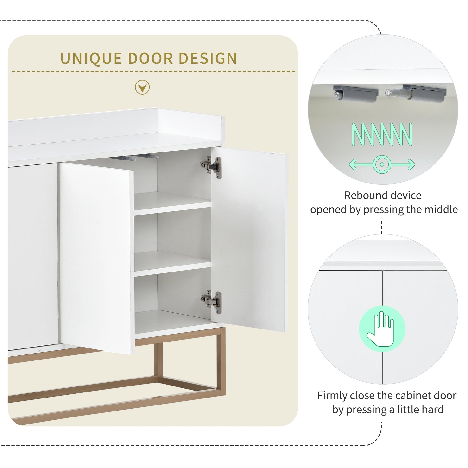 TREXM Modern Sideboard Elegant Buffet Cabinet with Large Storage Space for Dining Room, Entryway (White) - Korvel