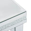 ON-TRANS glass mirror edge table, easy to assemble crystal design and adjustable height leg edge table, silver - Korvel